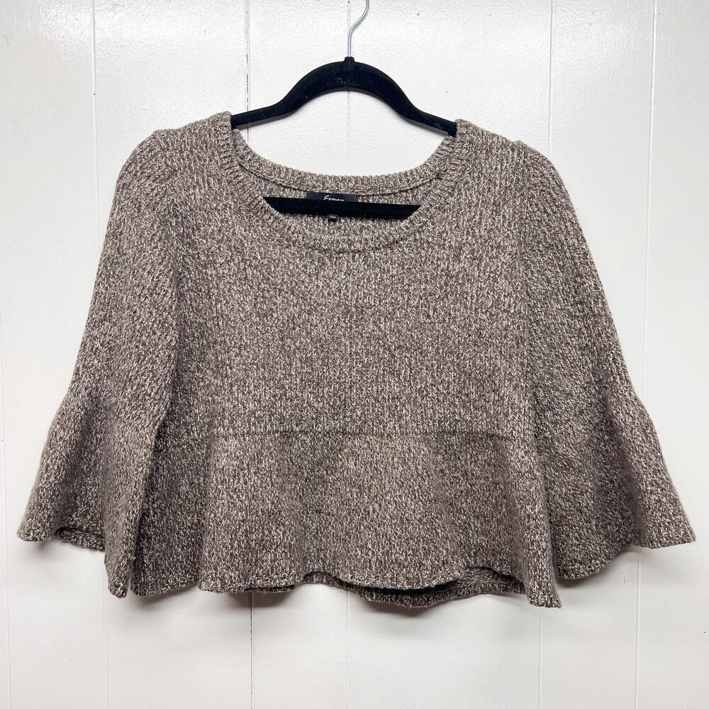 Express Merino Wool Blend Women's Pullover Knit Crop Brown Sweater Size Medium